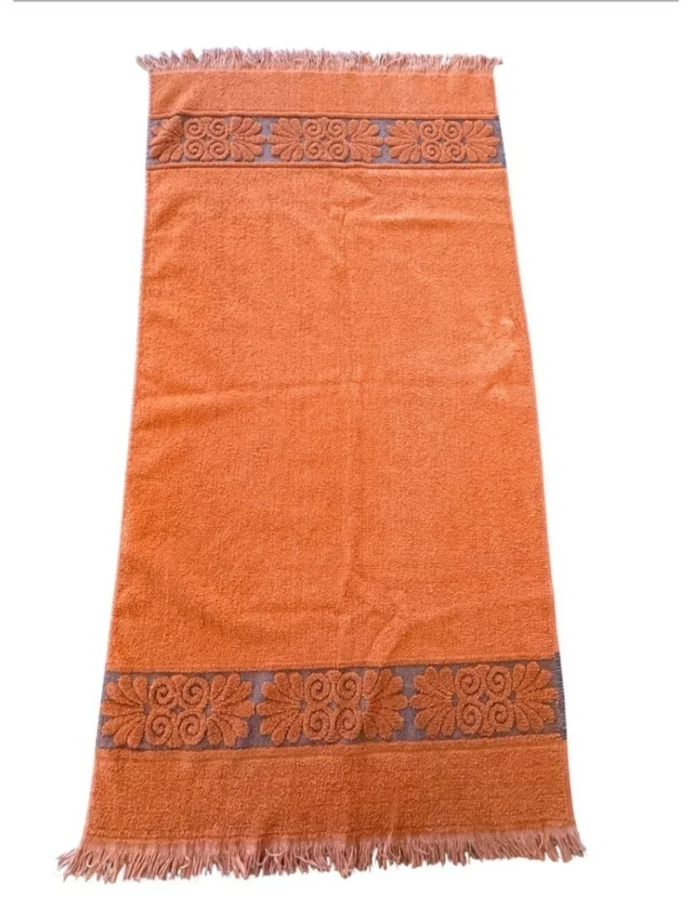 70's Retro Burnt Orange Hand Towel Cannon Monticello Santa Cruz Sculpted Border
